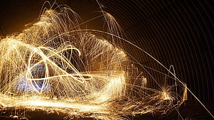 steel wool photography, sparks, abstract, lights, swirls HD wallpaper