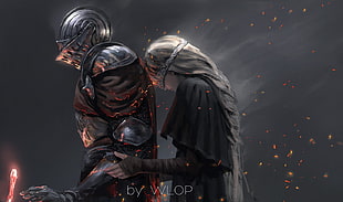man and woman wearing armor 3D wallpaper