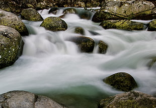 rock formation with running water photo