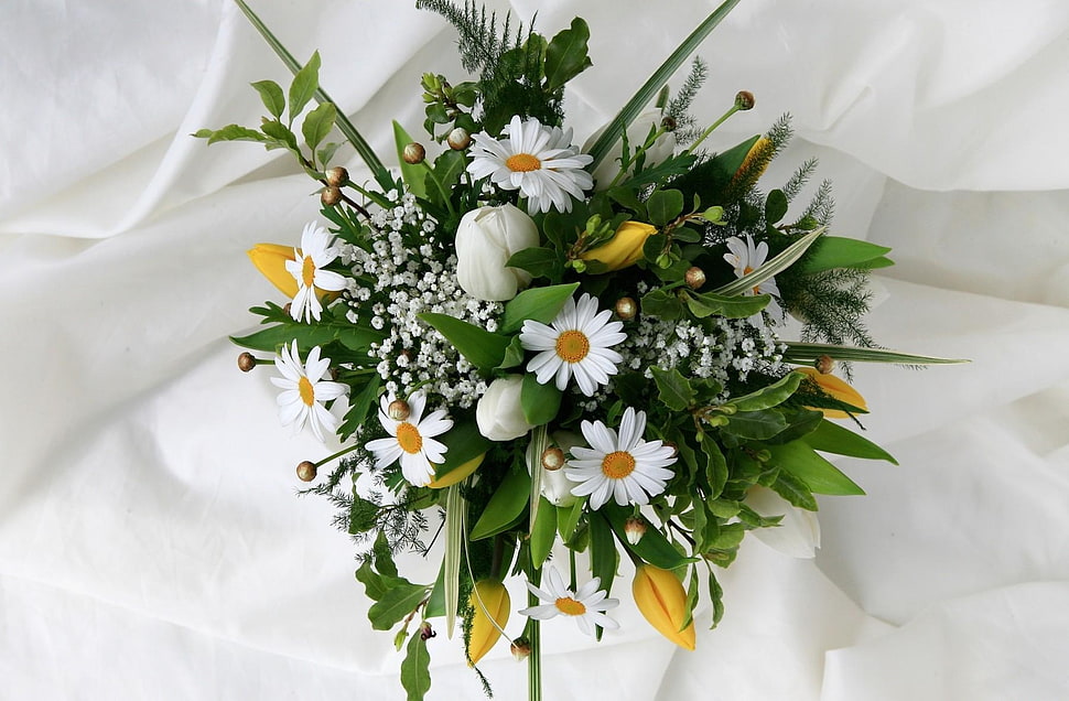 bouquet of white Daisies HD wallpaper