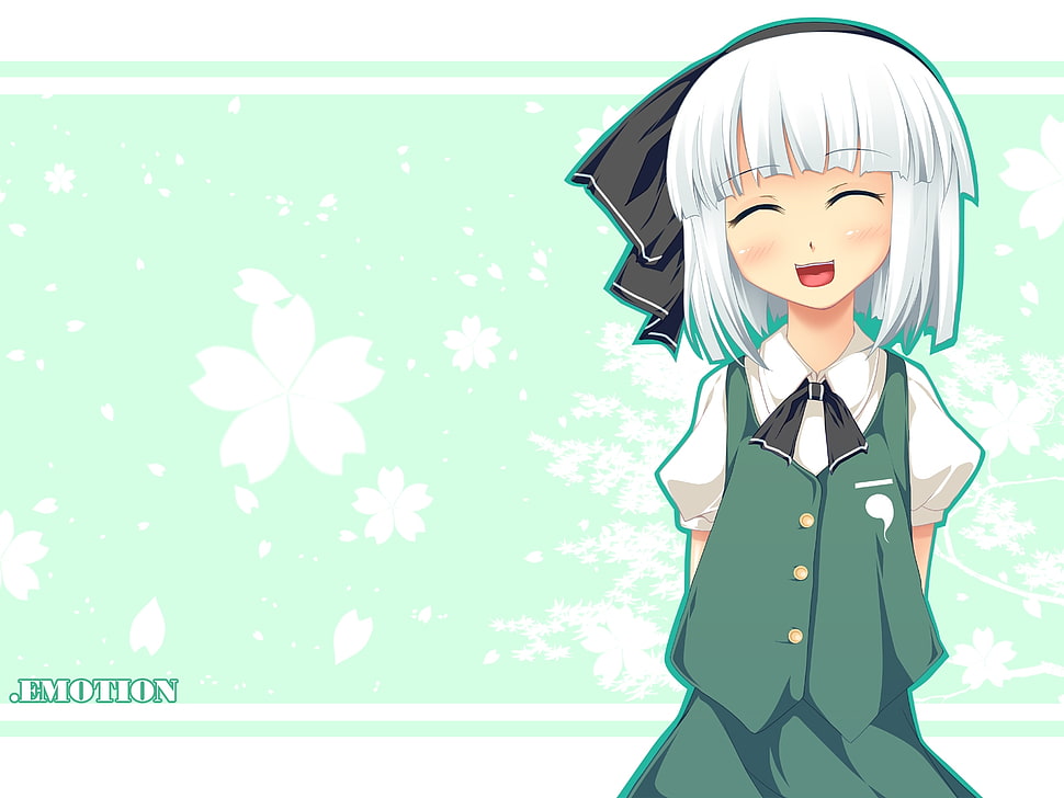girl wears green and white uniform anime character HD wallpaper