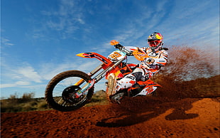 orange and white dirt bike, motocross, motorcycle, sport , sports HD wallpaper