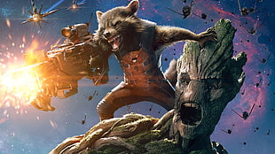 Groot and Rocket Raccoon HD wallpaper