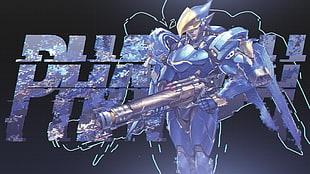 robot holding rifle illustration, Overwatch, Blizzard Entertainment, Fareeha Amari, Pharah (Overwatch)