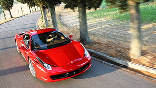 red coupe, car, Ferrari, Ferrari 458, red cars