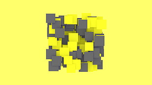 square gray and yellow illustration, simple, yellow