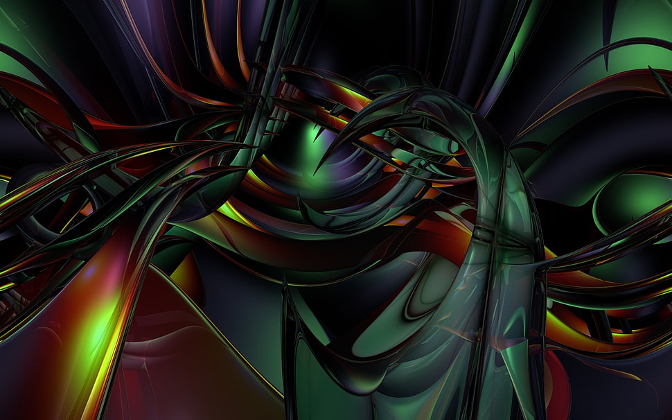 red, green, and black abstract digital wallpaper HD wallpaper