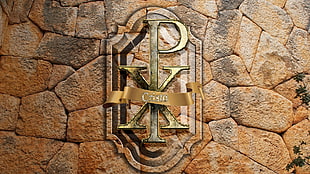brown stone, shield