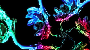 blue, green, and red abstract digital wallpaper