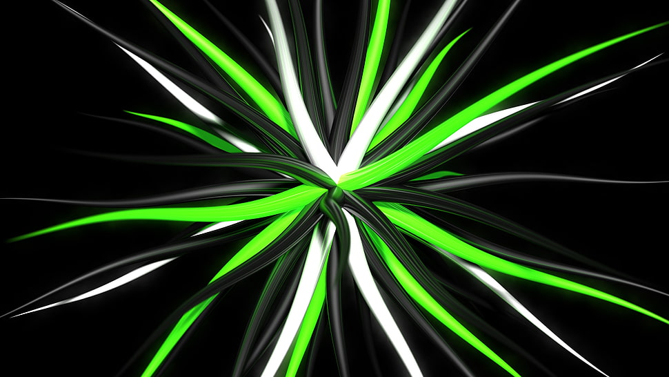 white, black, and green digital wallpaper, abstract, digital art, black background, green HD wallpaper