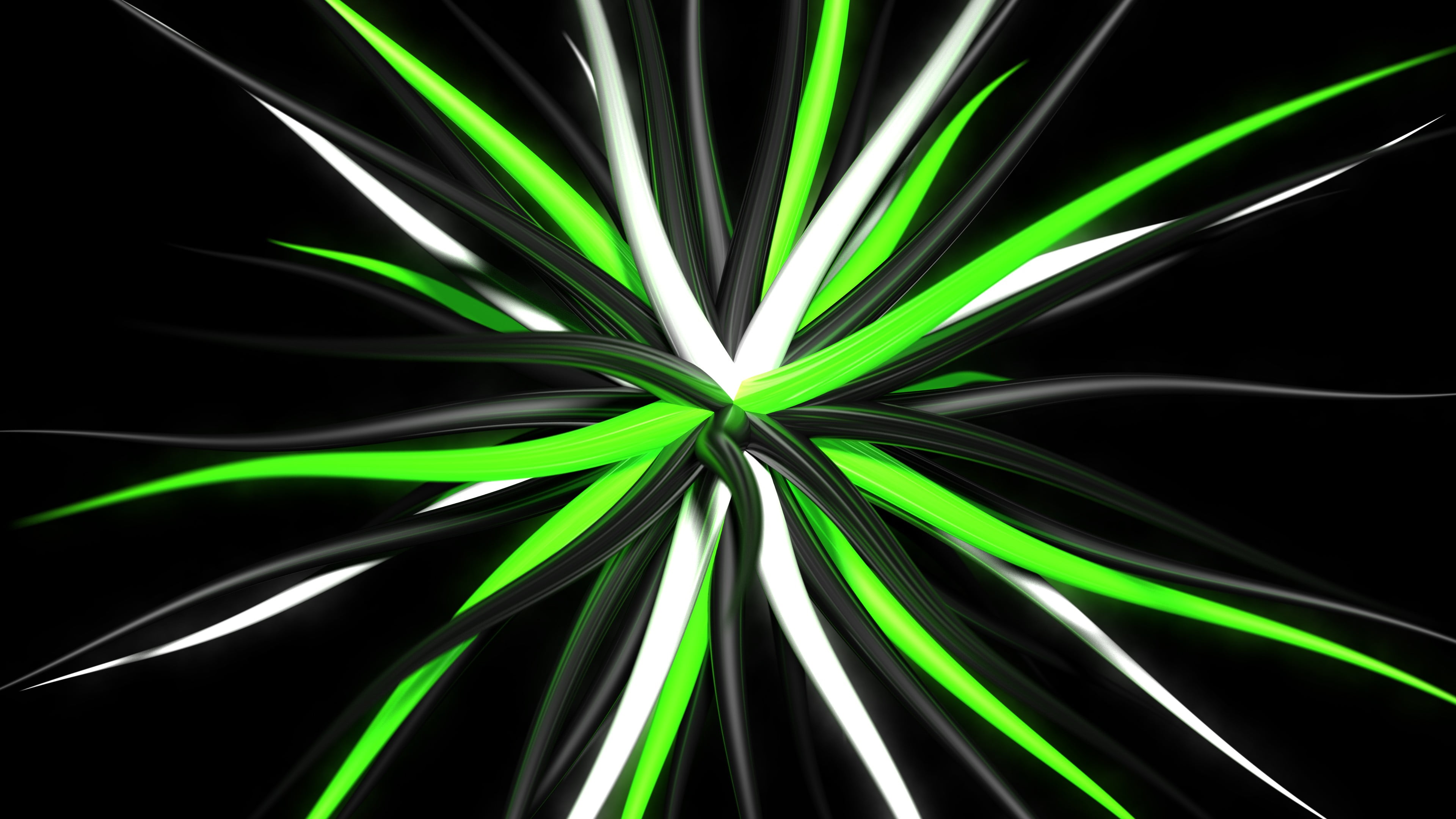 White, black, and green digital wallpaper, abstract, digital art, black