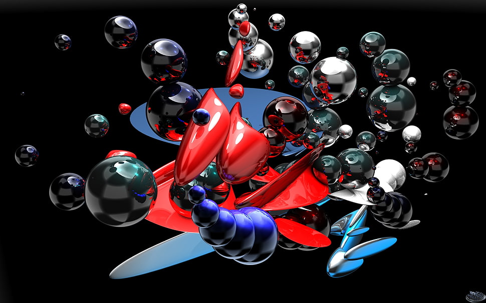 red and gray abstractillustration HD wallpaper