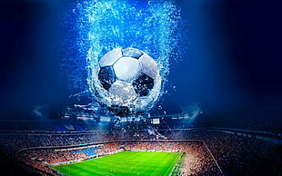soccer ball, soccer ball, digital art, balls, stadium HD wallpaper