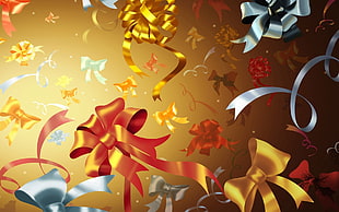 assorted color ribbon illustrations HD wallpaper