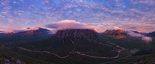 photo of black mountain during sunset photo, great