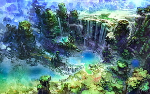 island illustration, fantasy art HD wallpaper
