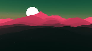 painting of pink and green mountain