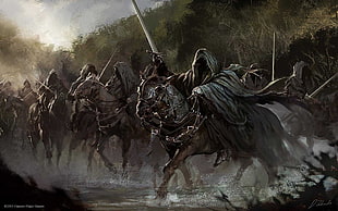 gladiator riding horse digital wallpaper, fantasy art, Nazgûl