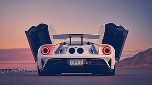 white sports car, car, Ford GT, wings, Ford