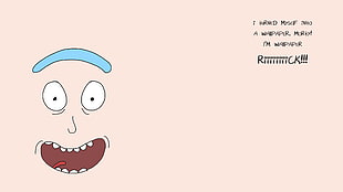 cartoon illustration with text overlay, Rick and Morty, minimalism