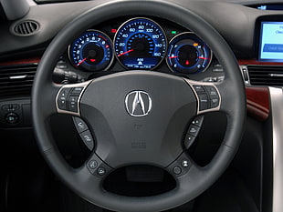 black Acura steering wheel