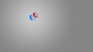 red and blue balloons painting, balloon, red, blue, gray
