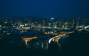 time lapse photograph of cityscape under night sky, Oslo, Norway, barcode, cityscape HD wallpaper