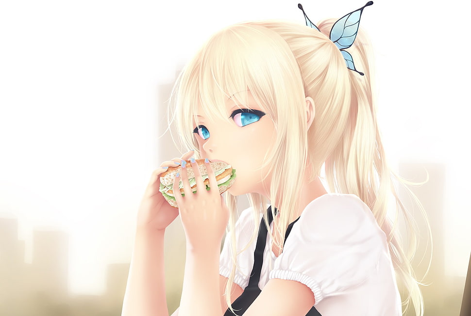 blonde hair anime illustration HD wallpaper