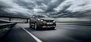 green Peugeot 3008 on gray road