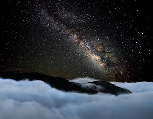nebula stars, nature, landscape, starry night, mountains