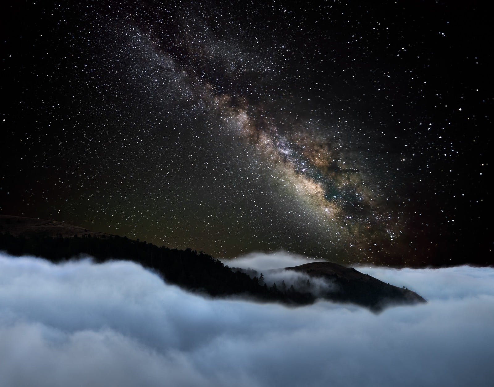 nebula stars, nature, landscape, starry night, mountains