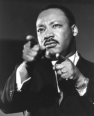 grayscale photo of man wearing collared top, men, monochrome, portrait, Martin Luther King Jr
