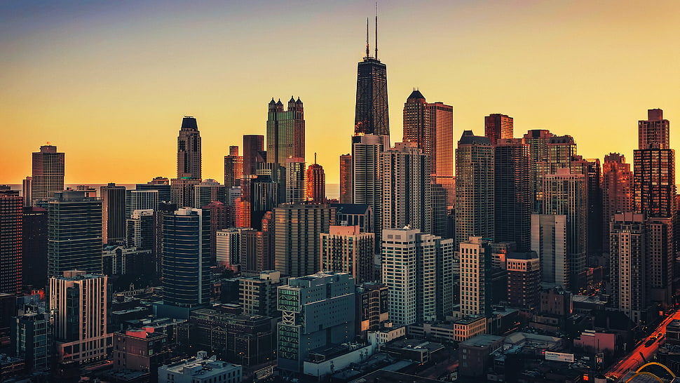 gray concrete city buildings, cityscape, USA, Chicago HD wallpaper