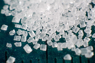 clear crystal fragments, macro, ice cubes HD wallpaper