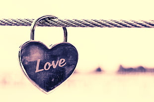 heart-shape love-printed padlock, Castle, Love, Heart