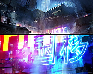 anime movie digital wallpaper, collage, futuristic