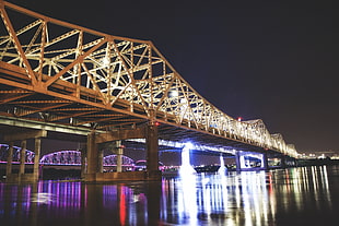 brown metal bridge, Great bridge, Louisville, Usa HD wallpaper