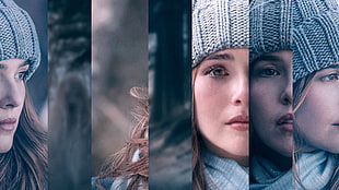 woman wears gray knit hat HD wallpaper