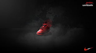 unpaired red and black Nike Air Jordan basketball shoe, digital art, video games, shoes, Nike