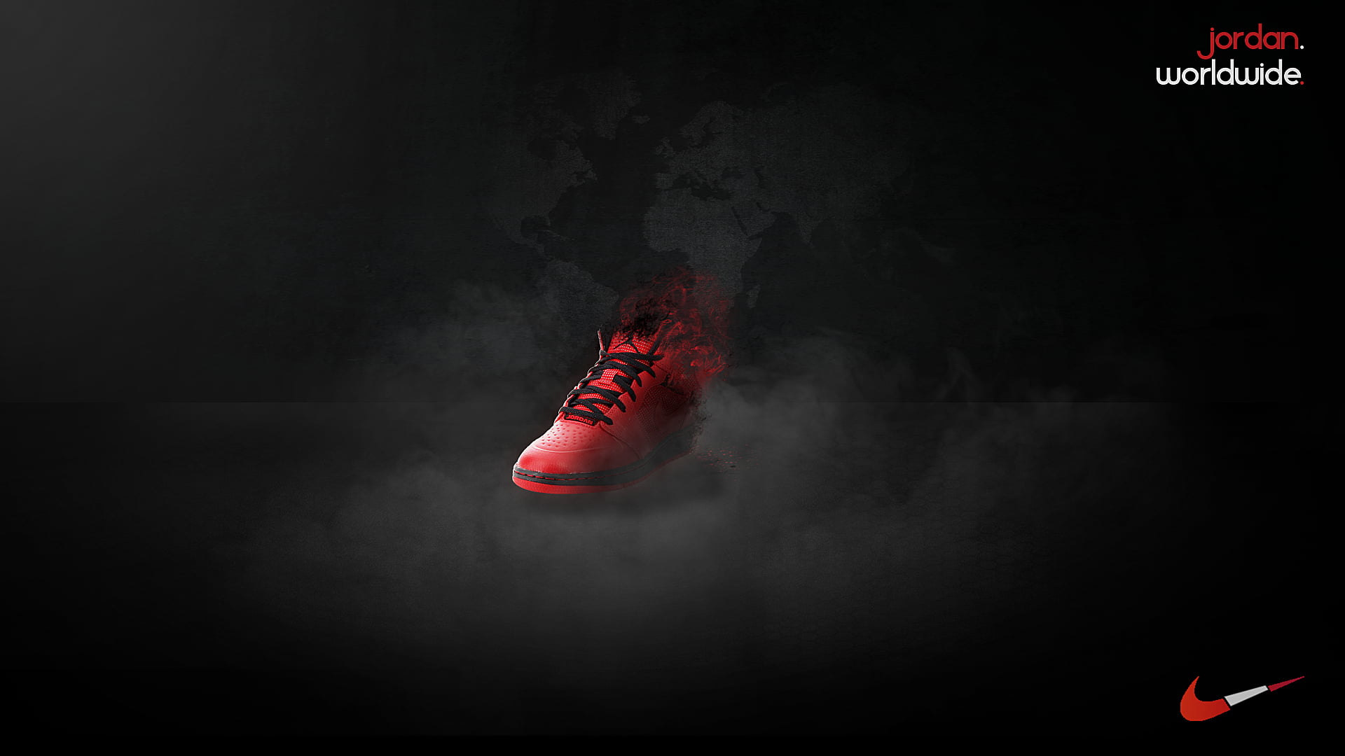 Unpaired red and black Nike Air Jordan basketball shoe, digital art ...