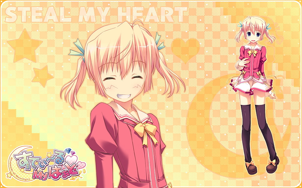 female anime character wearing pink dress HD wallpaper