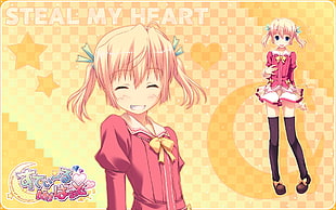 female anime character wearing pink dress HD wallpaper