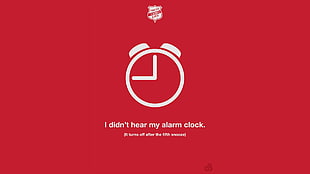 i didn't hear my alarm clock text, minimalism, text, red background