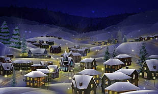 illustration of city covered with snow