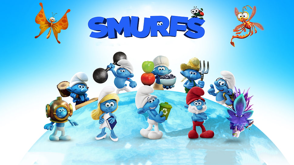 Smurfs graphic poster HD wallpaper