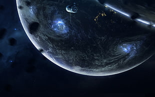 blue planet illustration, space art, space, planet, 500px HD wallpaper