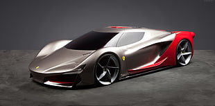 gray and red Ferrari sports coupe HD wallpaper