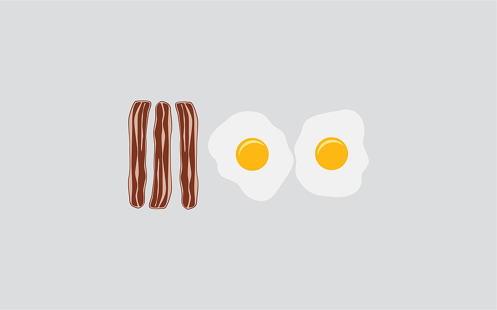 bacon and eggs illustration HD wallpaper