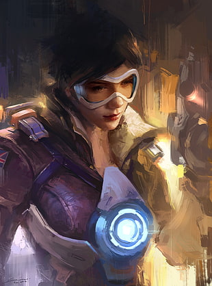 Overwatch character painting, Overwatch, Tracer (Overwatch) HD wallpaper