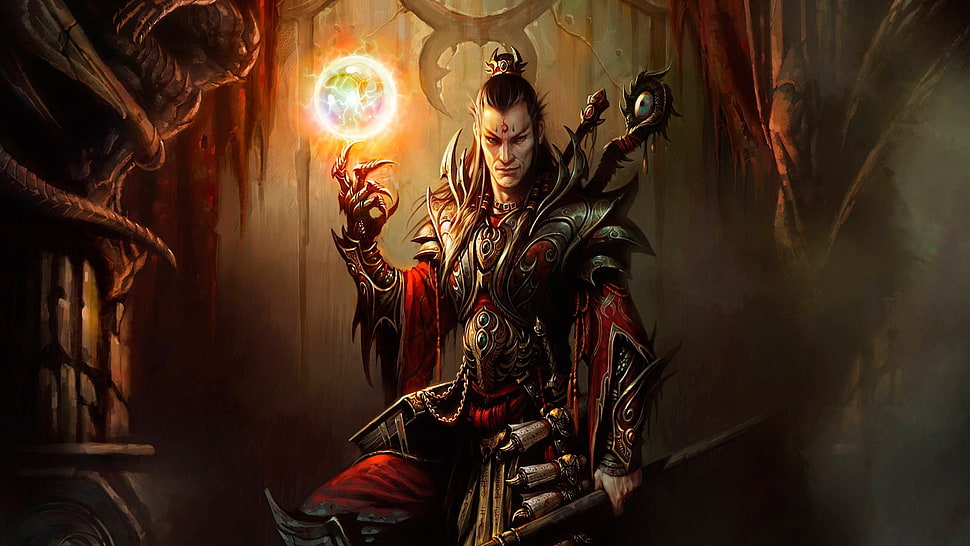 male game character illustration, Diablo, Diablo III, video games, fantasy art HD wallpaper